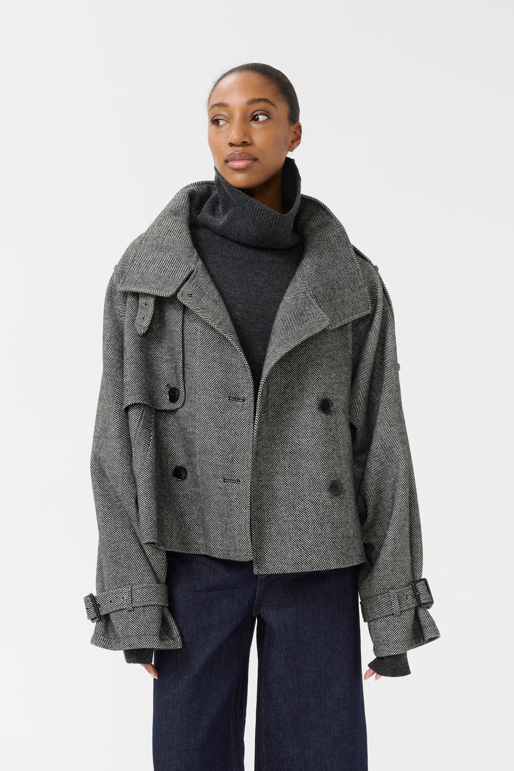 GZavic jakke - Herringbone Black/Grey